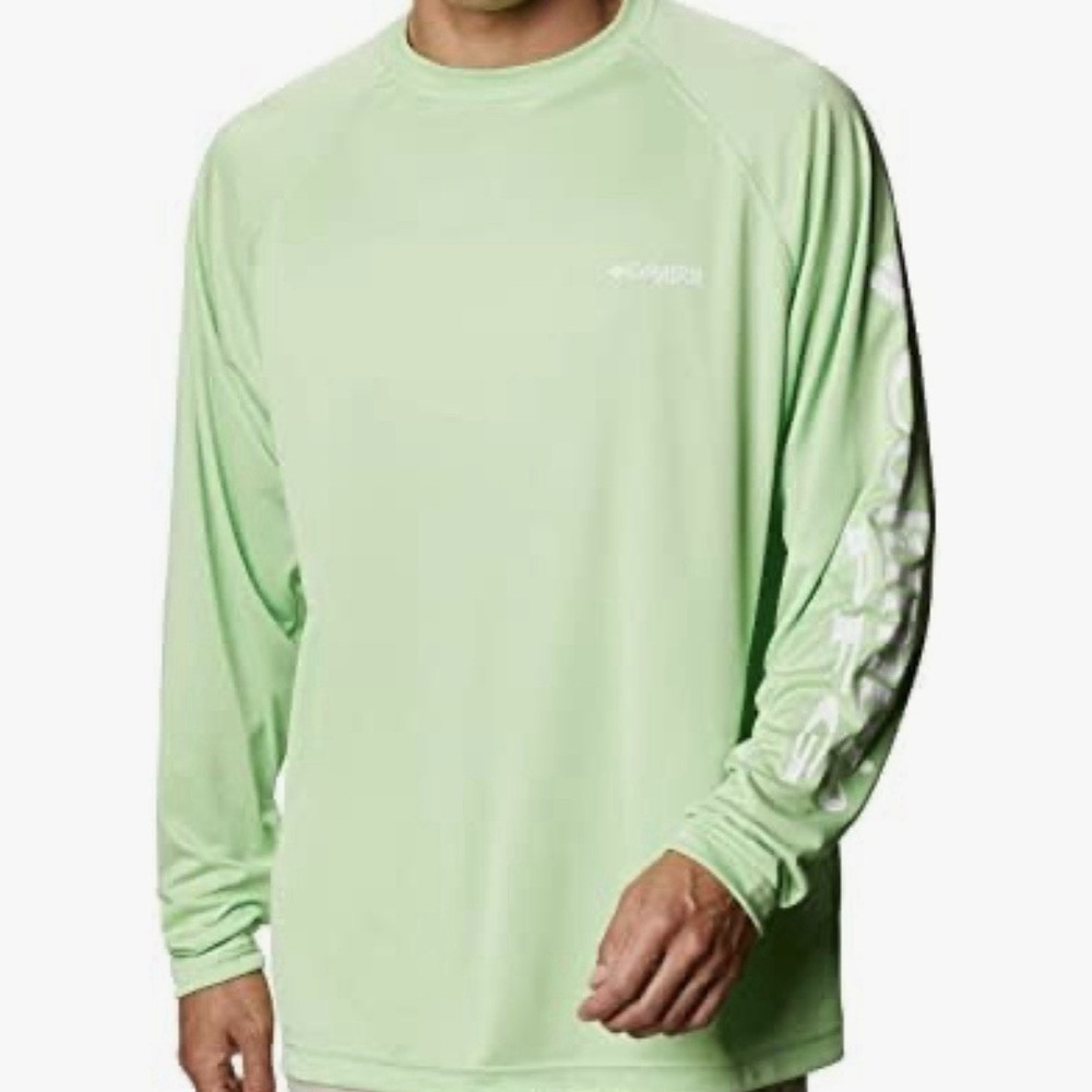 Columbia PFG Terminal Tackle Shirt Long Sleeve Lime Green Fishing Outdoor Mens M